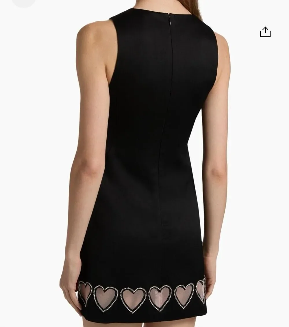 Alice + Olivia Cade Shift Mini Dress crystal-embellished heart cut-outs sz 6 NWT - Picture 3 of 9